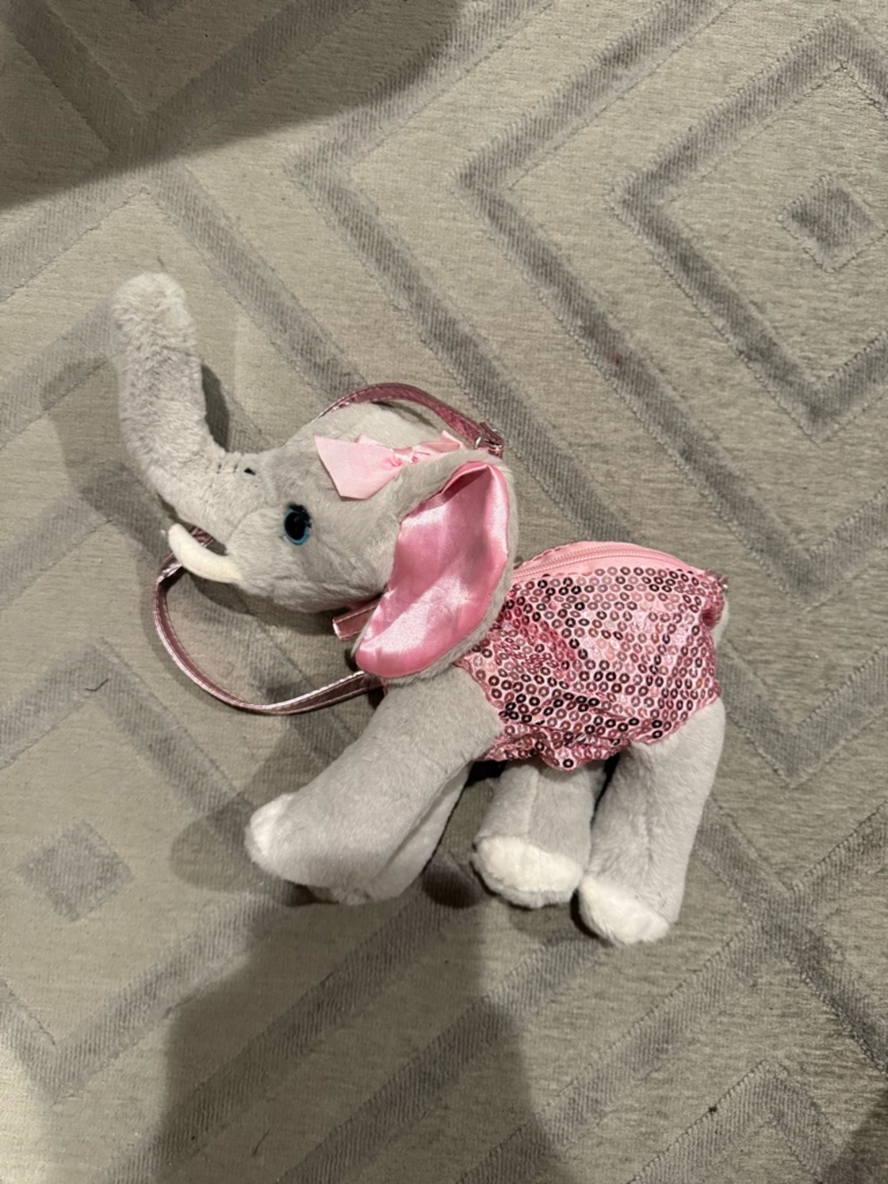 Plush Elephant Kids Crossbody Bag in Pink